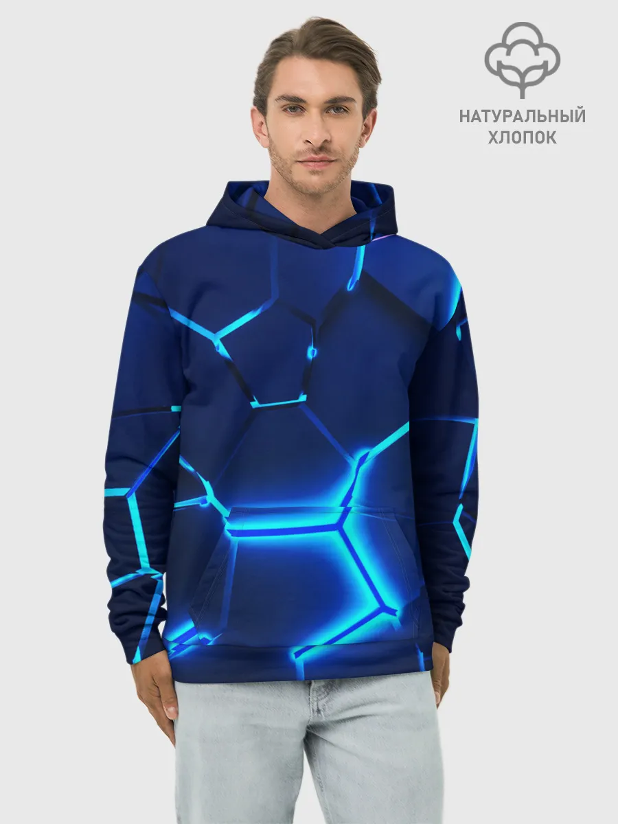 Худи мужской база хлопок / 3D ПЛИТЫ | NEON STEEL | НЕОНОВЫЕ ПЛИТЫ