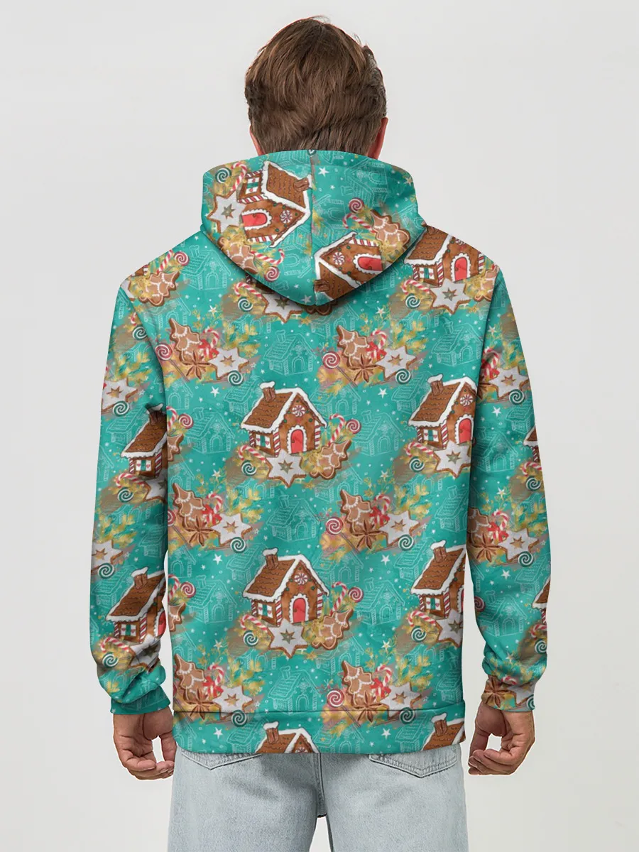 Худи мужской база хлопок / Рождественские пряники паттерн