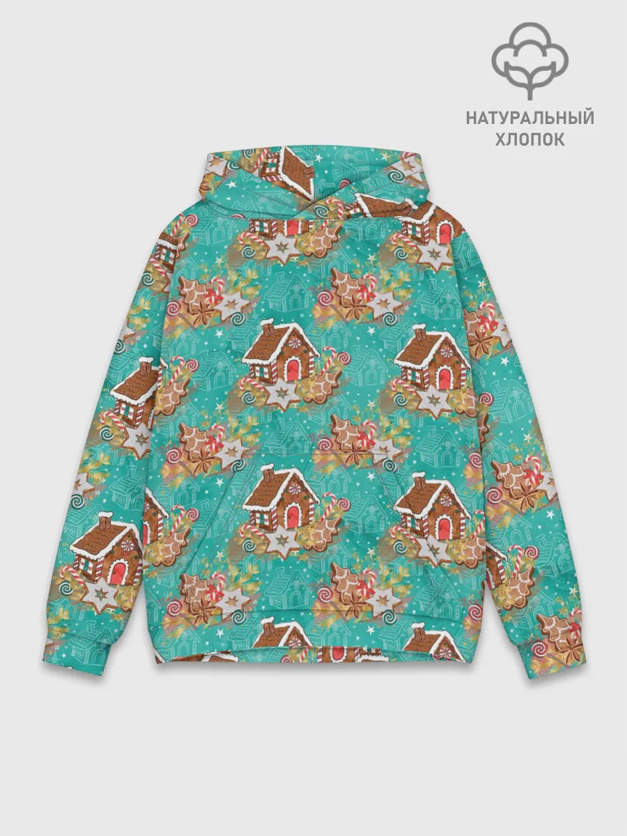 Худи мужской база хлопок / Рождественские пряники паттерн