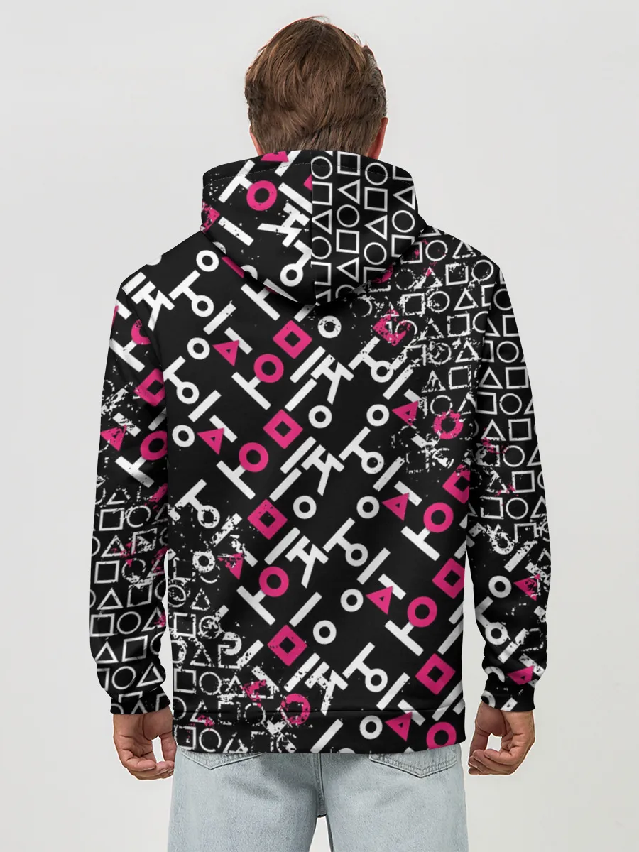 Худи мужской база хлопок / ИГРА В КАЛЬМАРА СТРАЖ КВАДРАТ | SQUID GAME