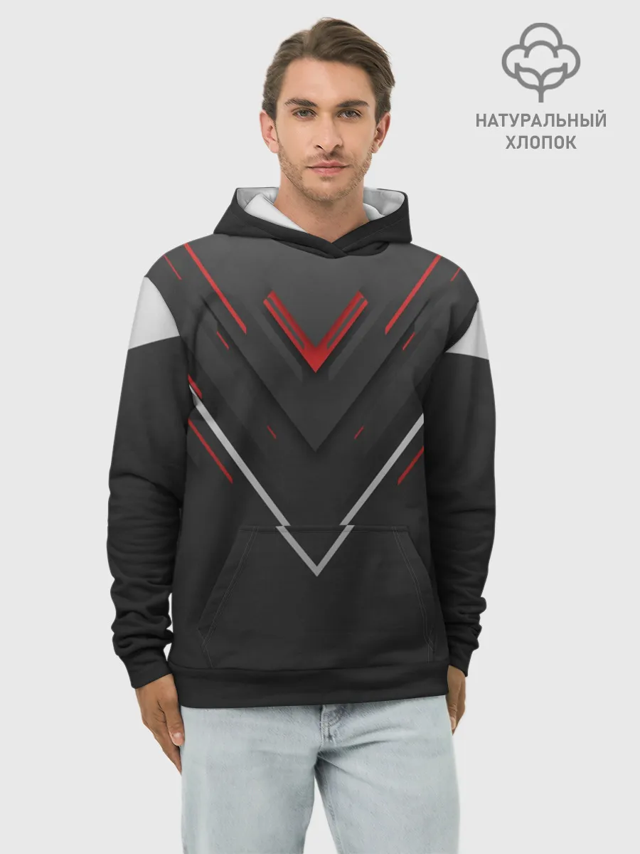 Худи мужской база хлопок / футуристический вектор