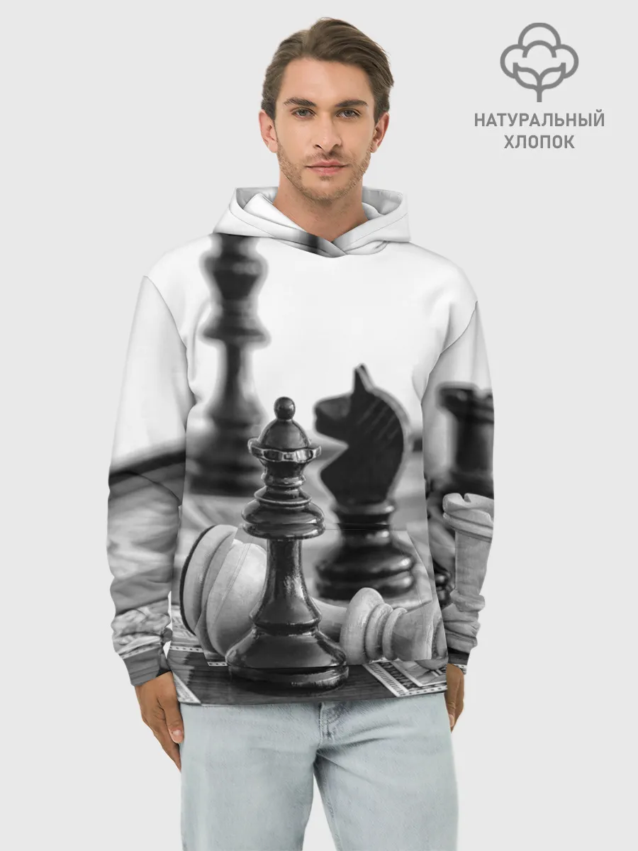 Худи мужской база хлопок / Шах и мат Шахматы
