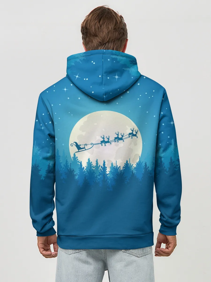 Худи мужской база хлопок / Санта с Оленями