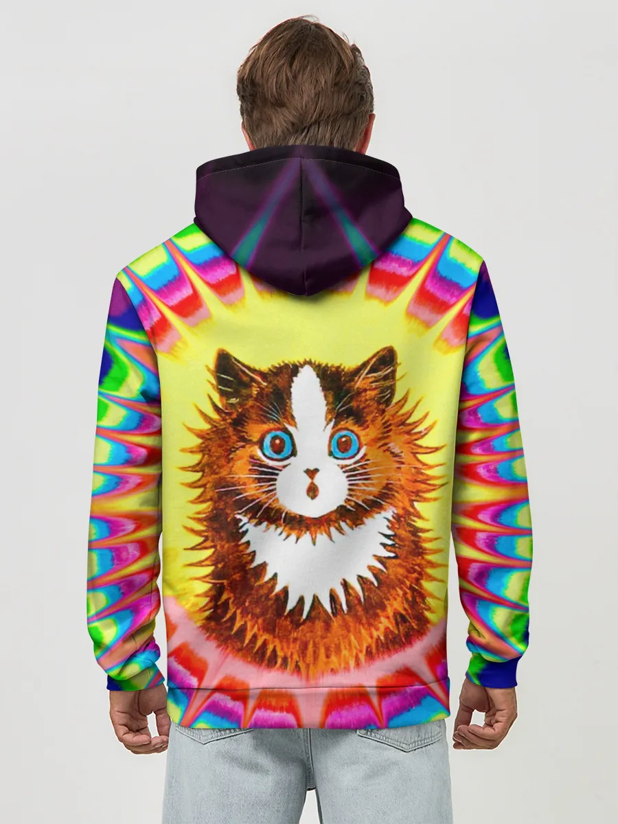 Худи мужской база хлопок / Psychedelic Rainbow Cat