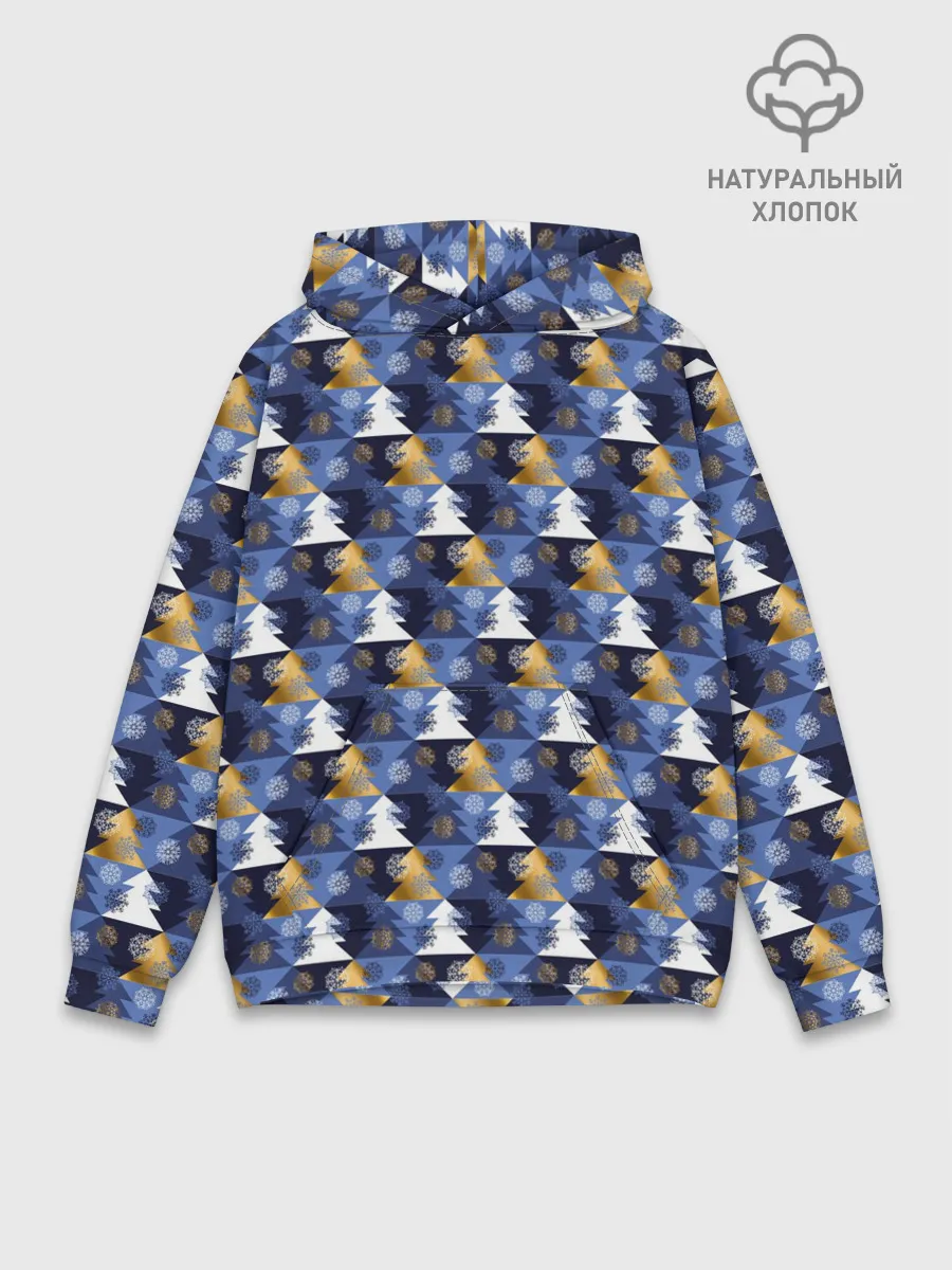 Худи мужской база хлопок / Ёлочки - Снежинки