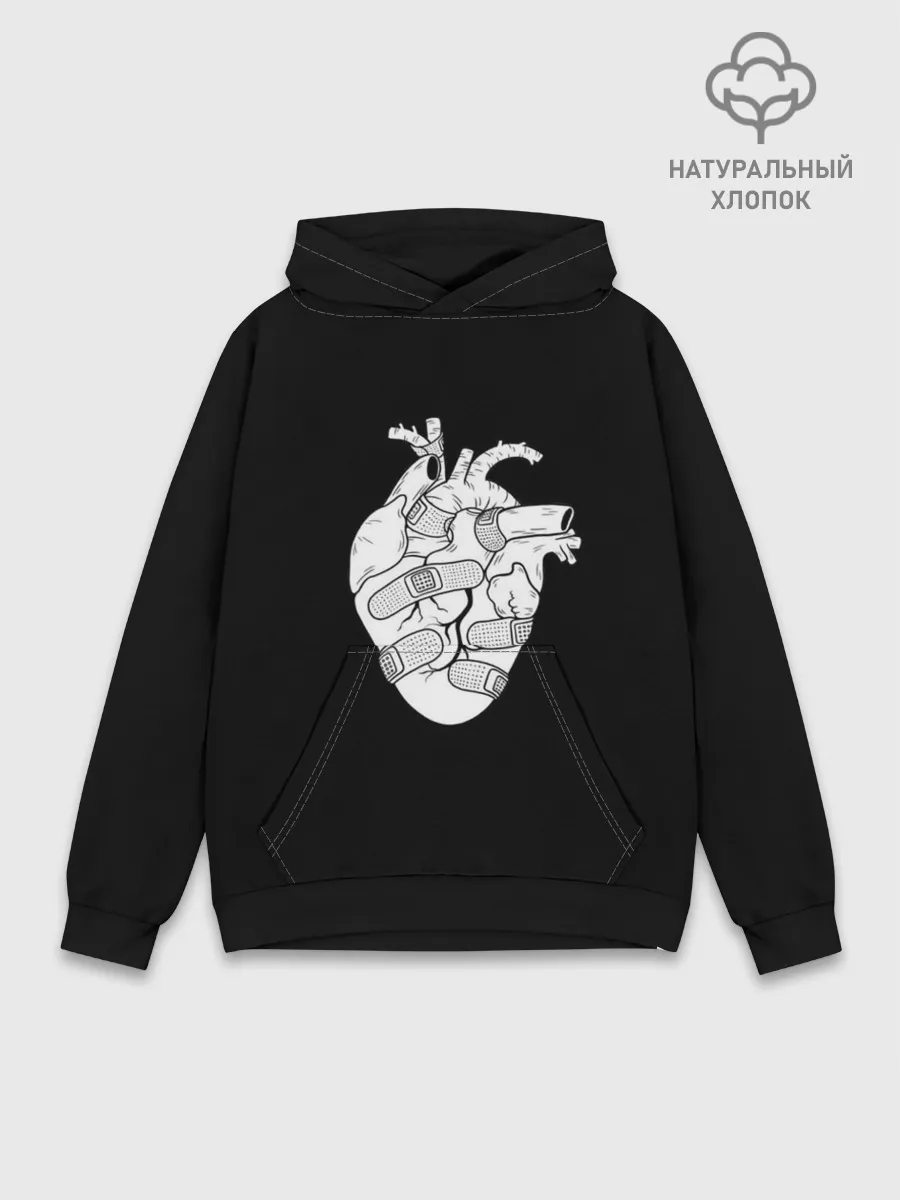 Худи мужской база хлопок / раненное-сердце