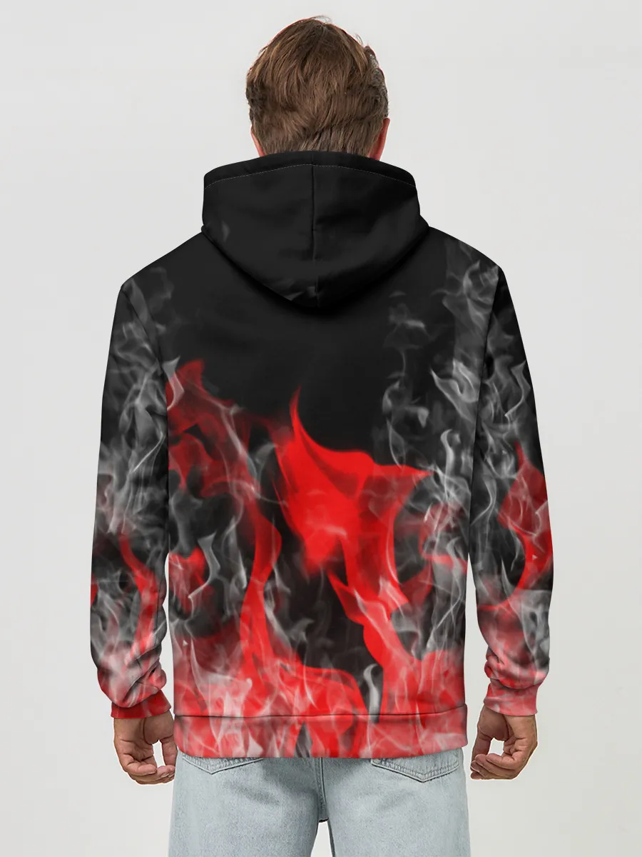 Худи мужской база хлопок / Чёрный клевер: Пламя.