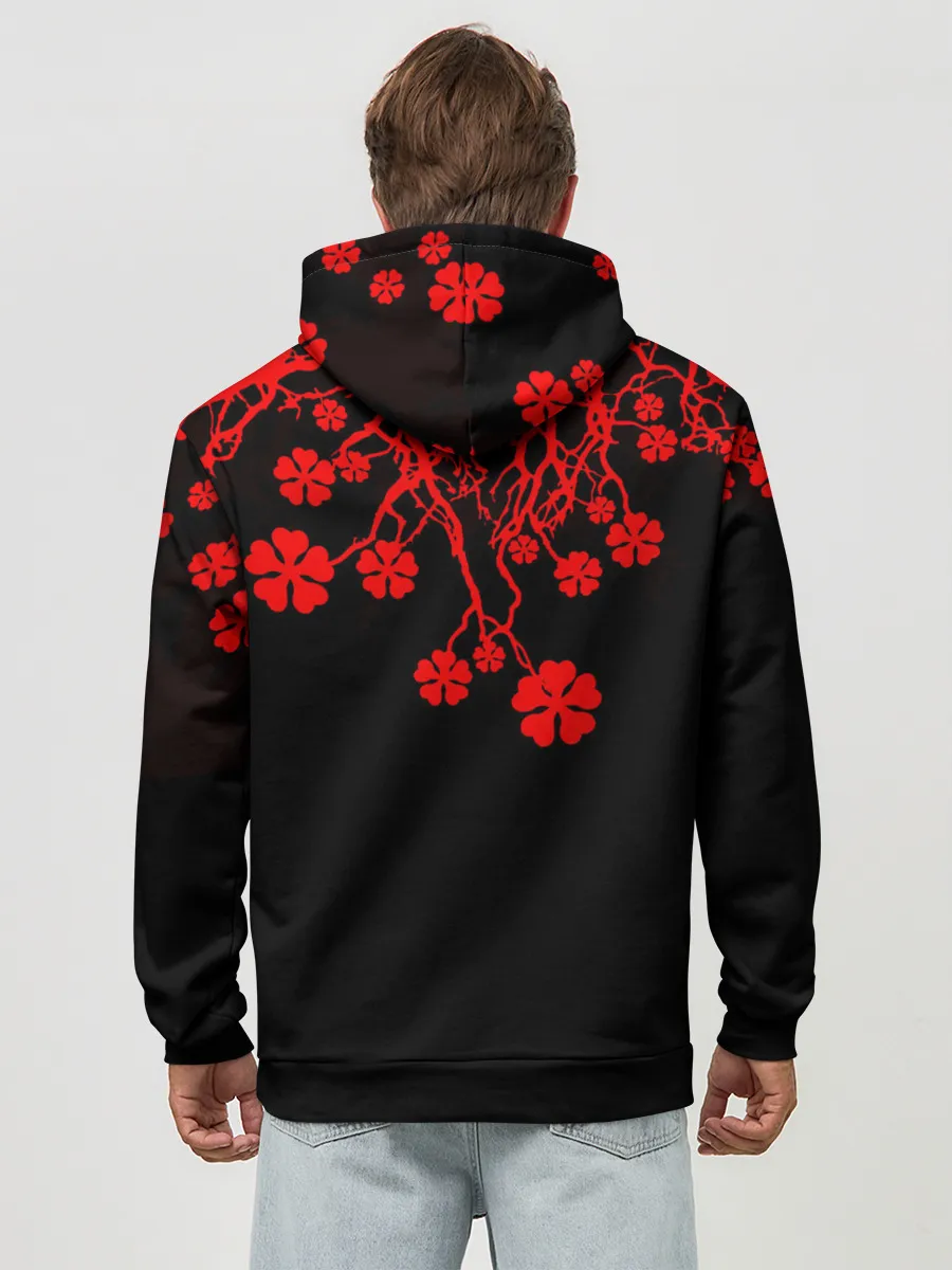 Худи мужской база хлопок / Дерево с Чёрный клевером.
