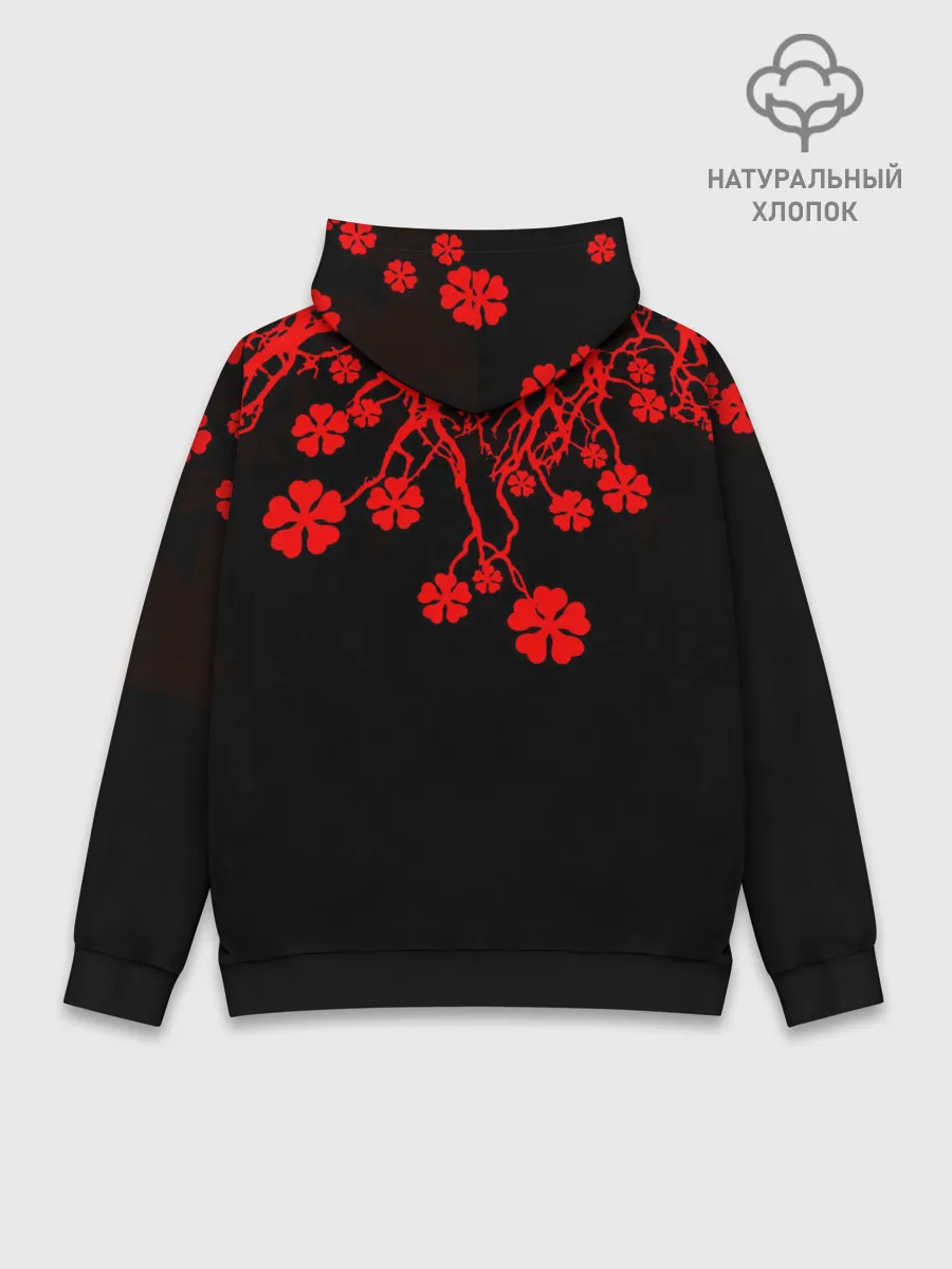 Худи мужской база хлопок / Дерево с Чёрный клевером.