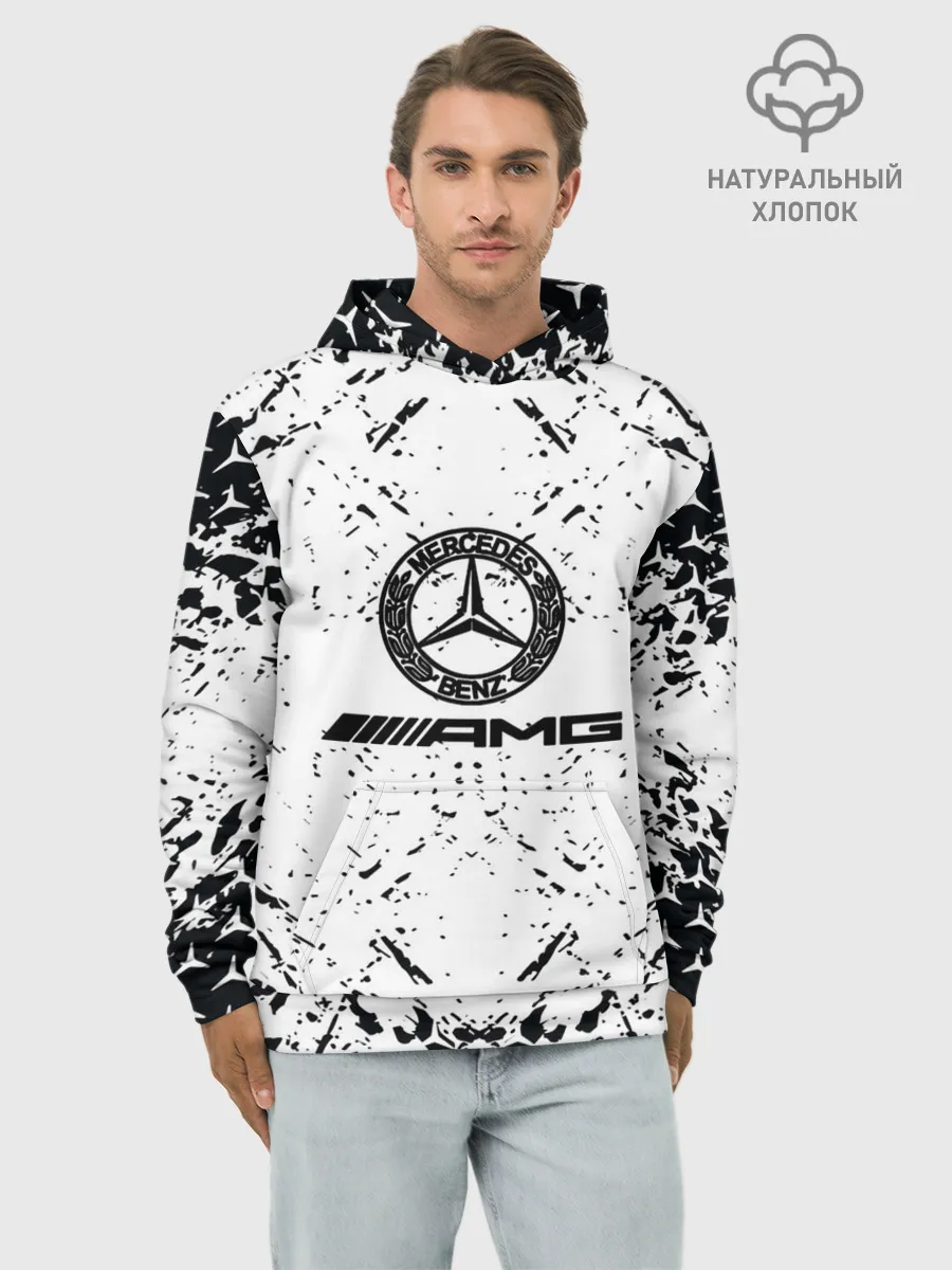 Худи мужской база хлопок / Mercedes | брызги красок,