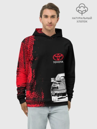 Худи мужской база хлопок / Тойота | Красные следы
