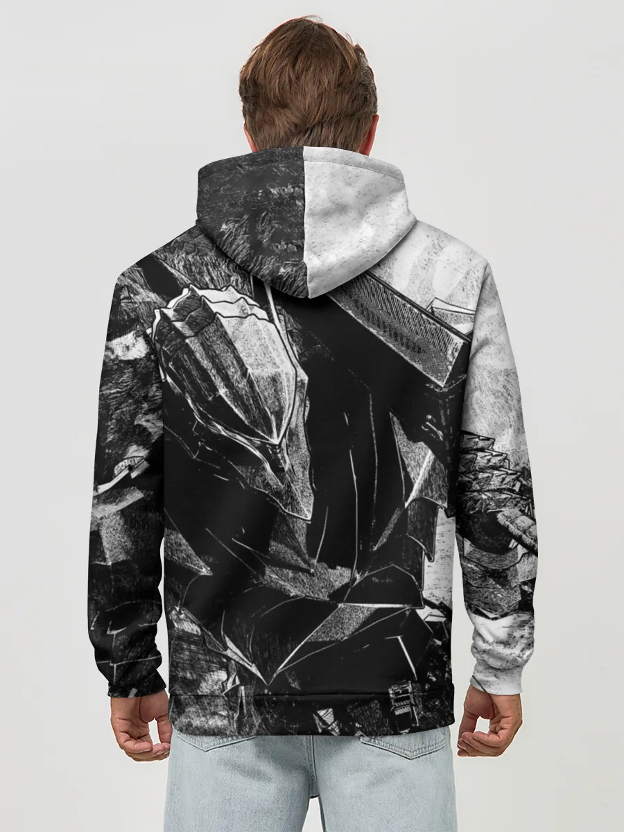 Худи мужской база хлопок / BERSERK Ч/Б | БЕРСЕРК