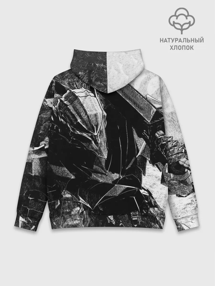 Худи мужской база хлопок / BERSERK Ч/Б | БЕРСЕРК
