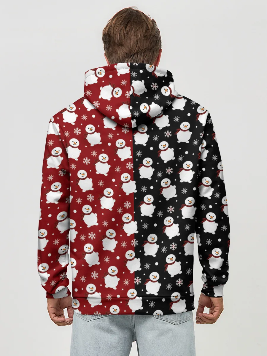 Худи мужской база хлопок / Снеговики, снежинки и снег