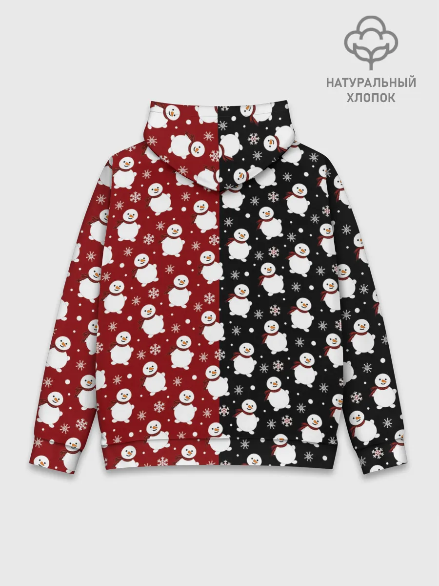 Худи мужской база хлопок / Снеговики, снежинки и снег