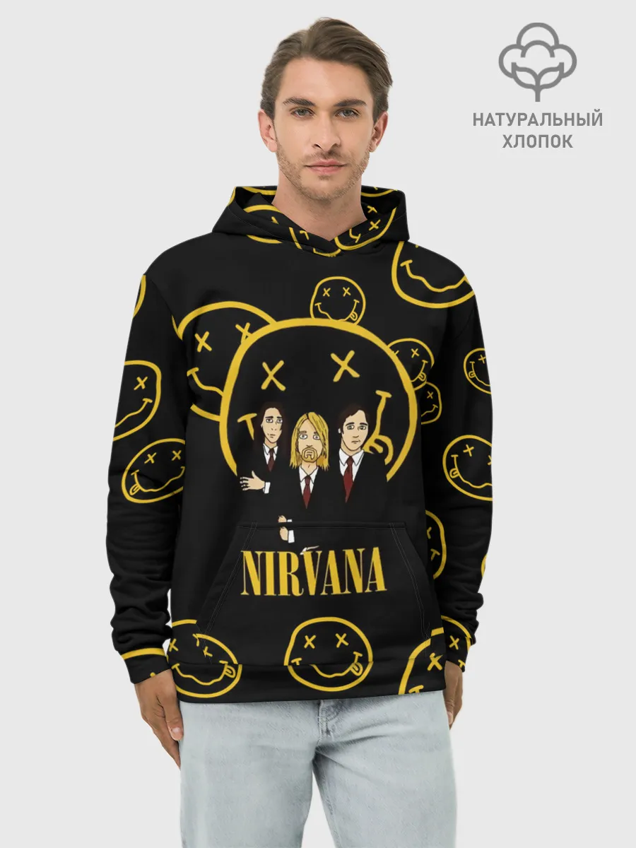 Худи мужской база хлопок / Арт на группу Nirvana