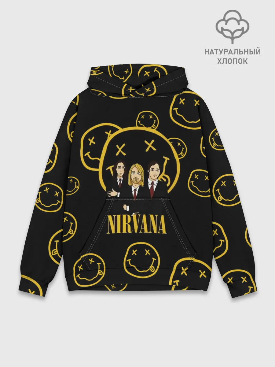Худи мужской база хлопок / Арт на группу Nirvana