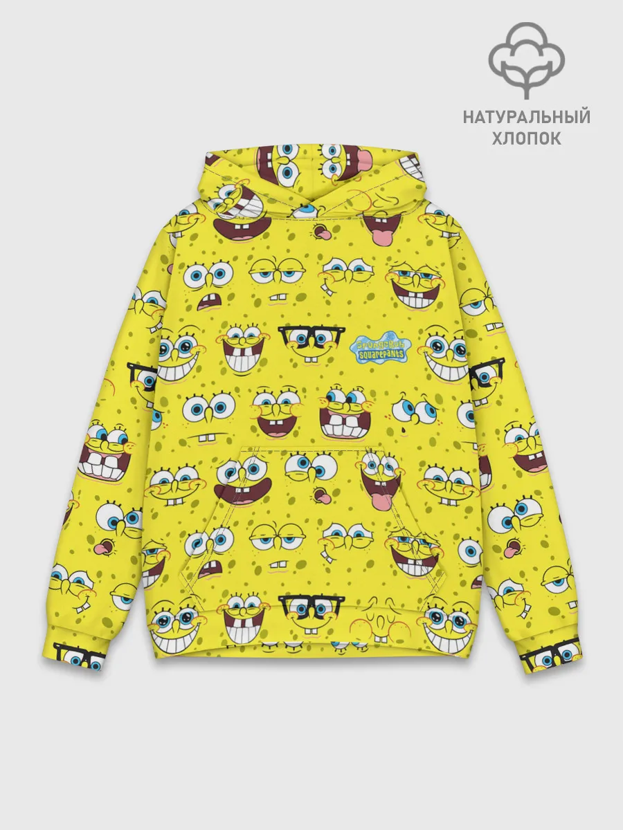 Худи мужской база хлопок / Губка Боб паттерн