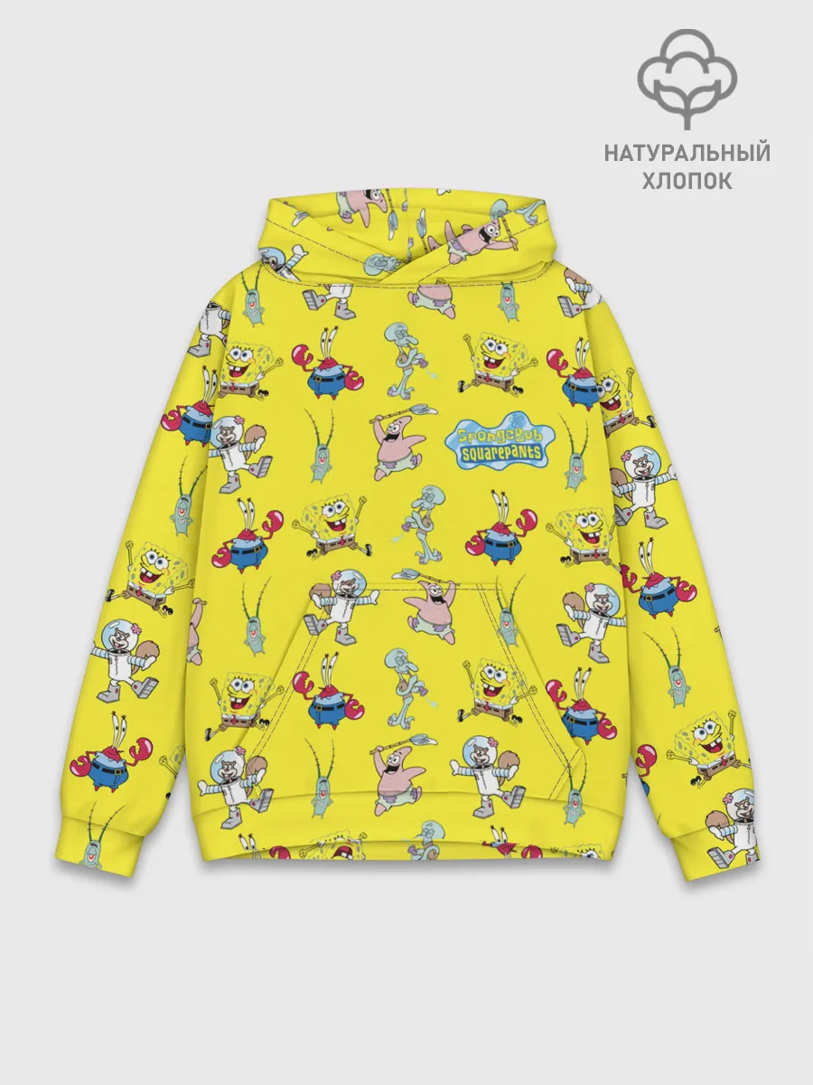 Худи мужской база хлопок / SpongeBob pattern