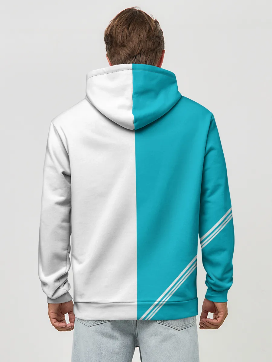 Худи мужской база хлопок / Годжо Сатору бирюзовый Магическая битва