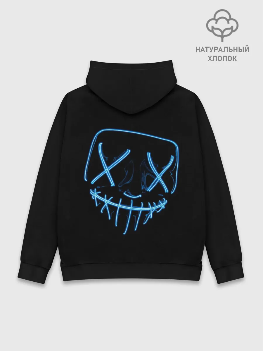 Худи мужской база хлопок / Неоновая маска Хэллоуина