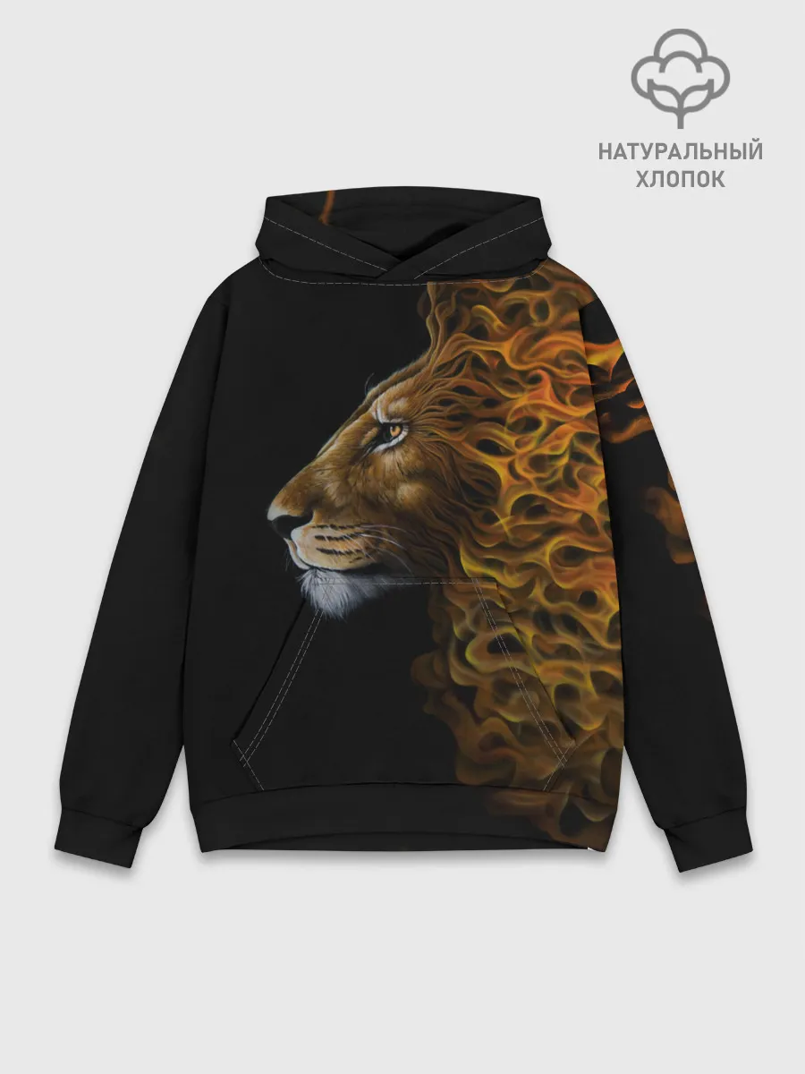 Худи мужской база хлопок / ПЛАМЕННЫЙ ЛЕВ