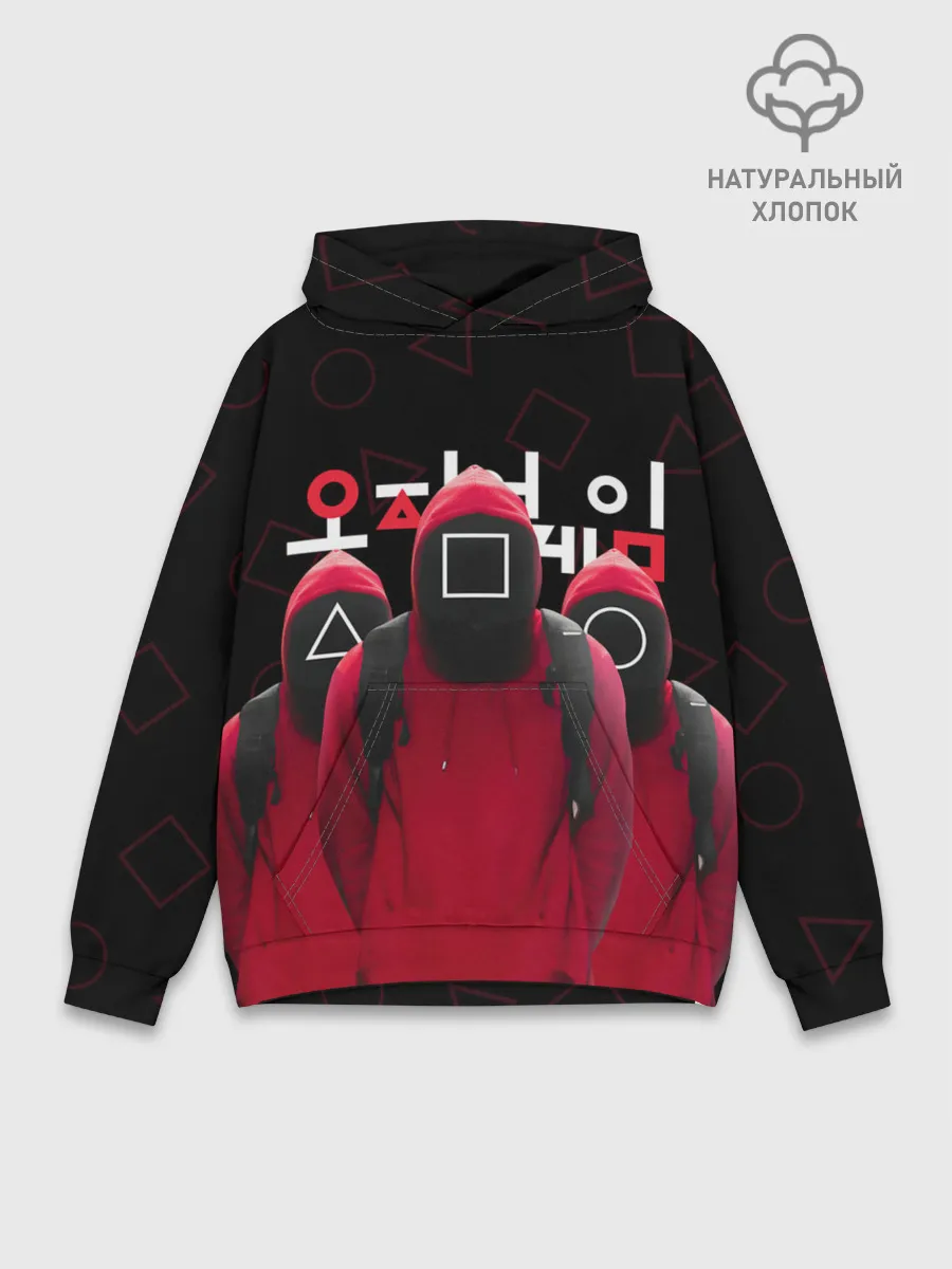 Худи мужской база хлопок / ИГРА В КАЛЬМАРА, СТРАЖИ ИГРЫ / SQUID GAME