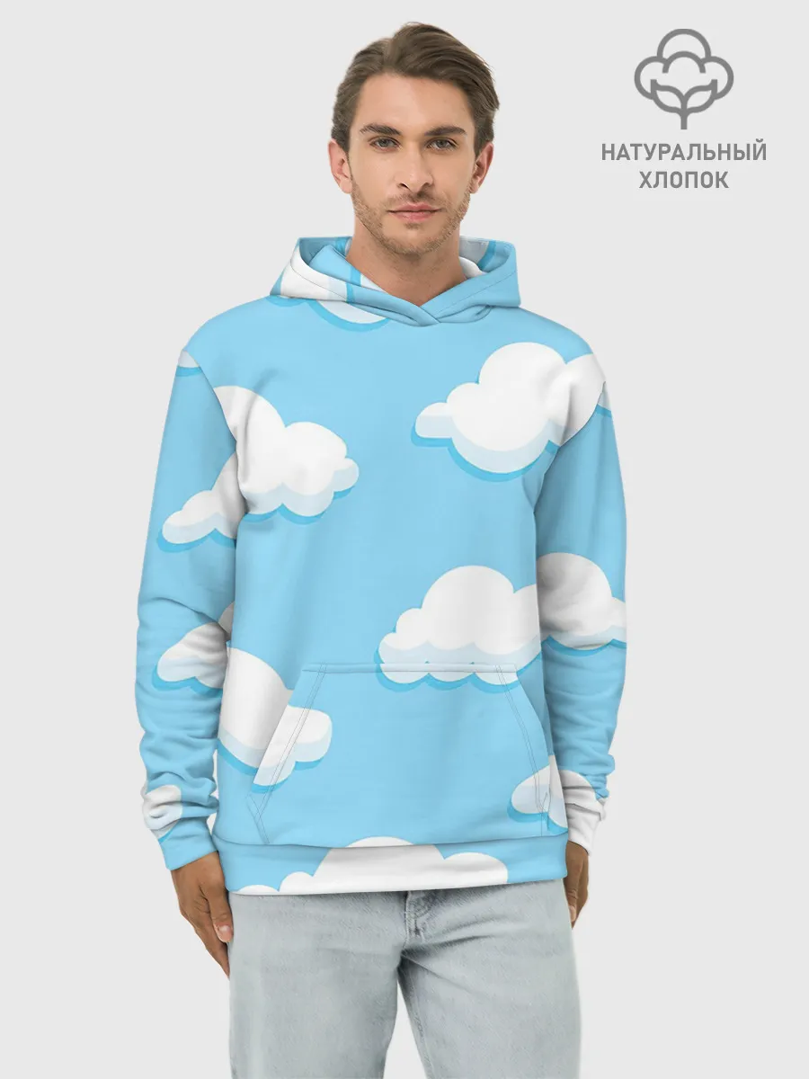 Худи мужской база хлопок / Белые облака