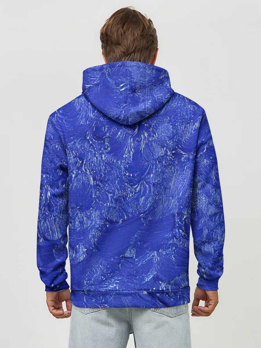 Худи мужской база хлопок / Синие мазки