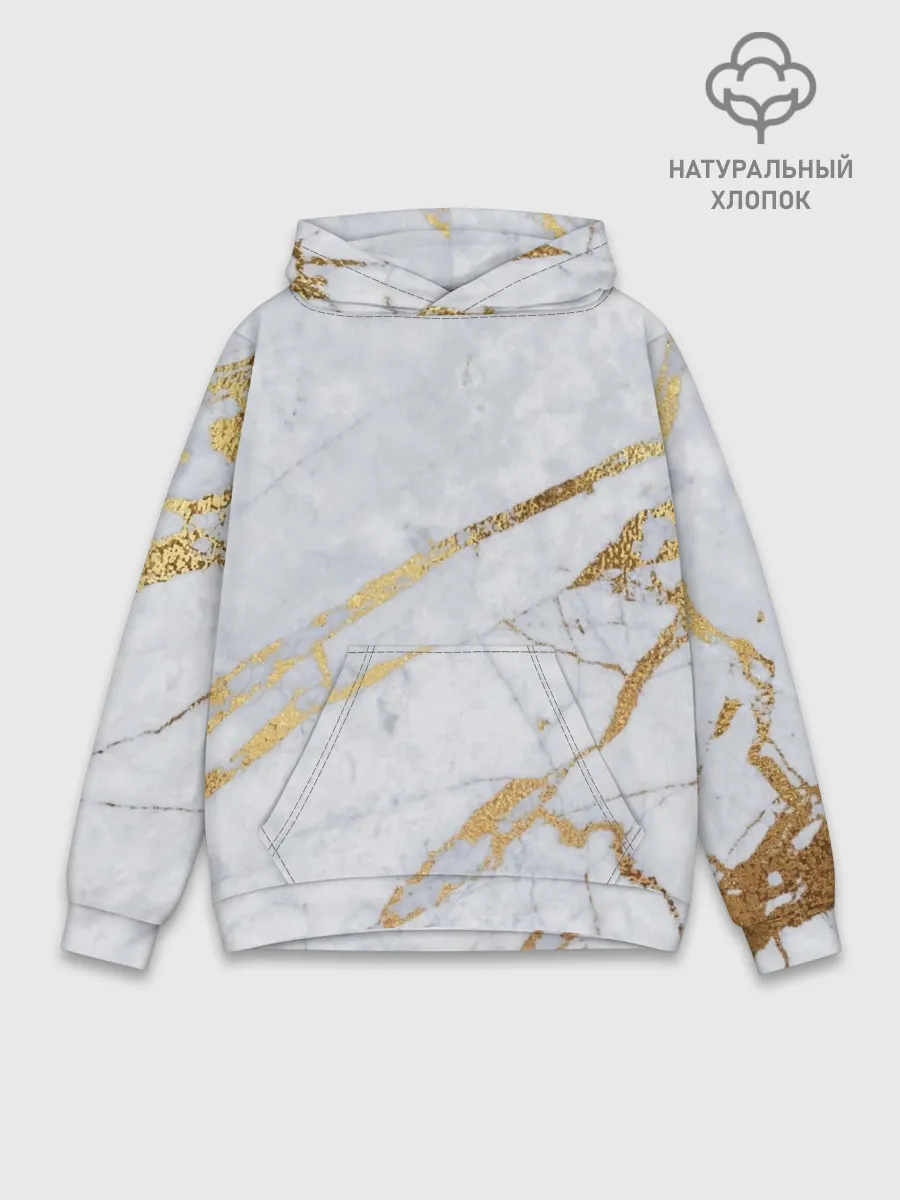 Худи мужской база хлопок / Золото на белом