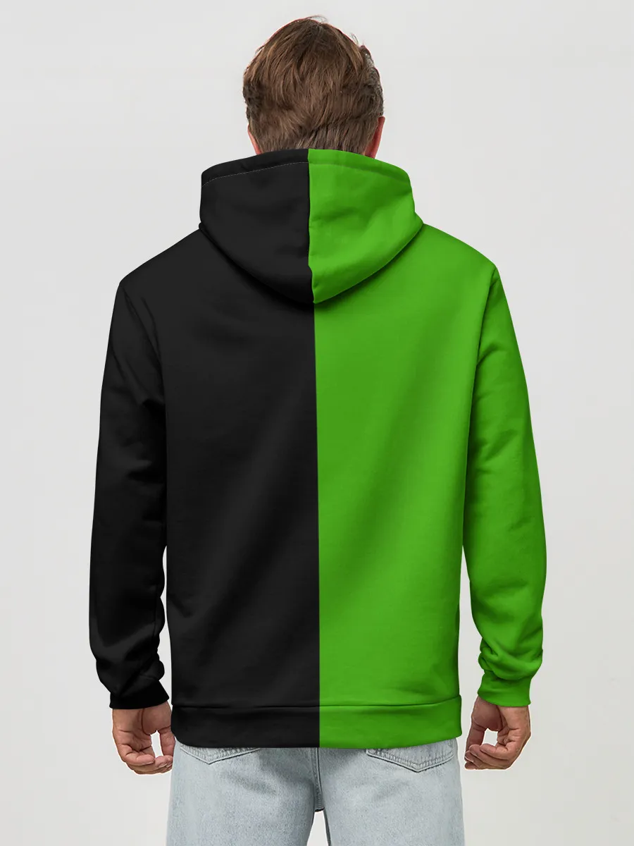 Худи мужской база хлопок / SKODA черно-зеленый