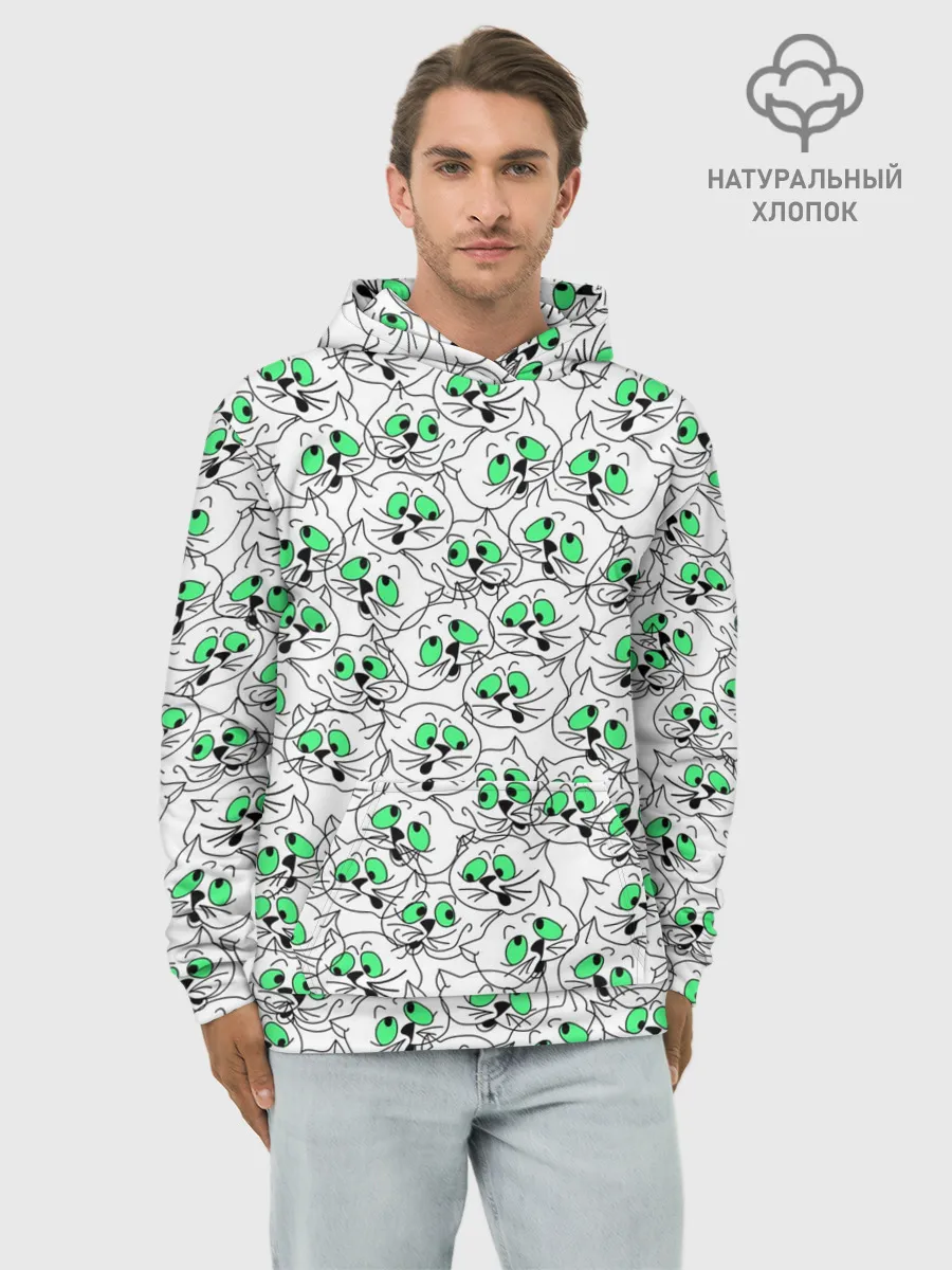 Худи мужской база хлопок / Веселые кошачьи глазки