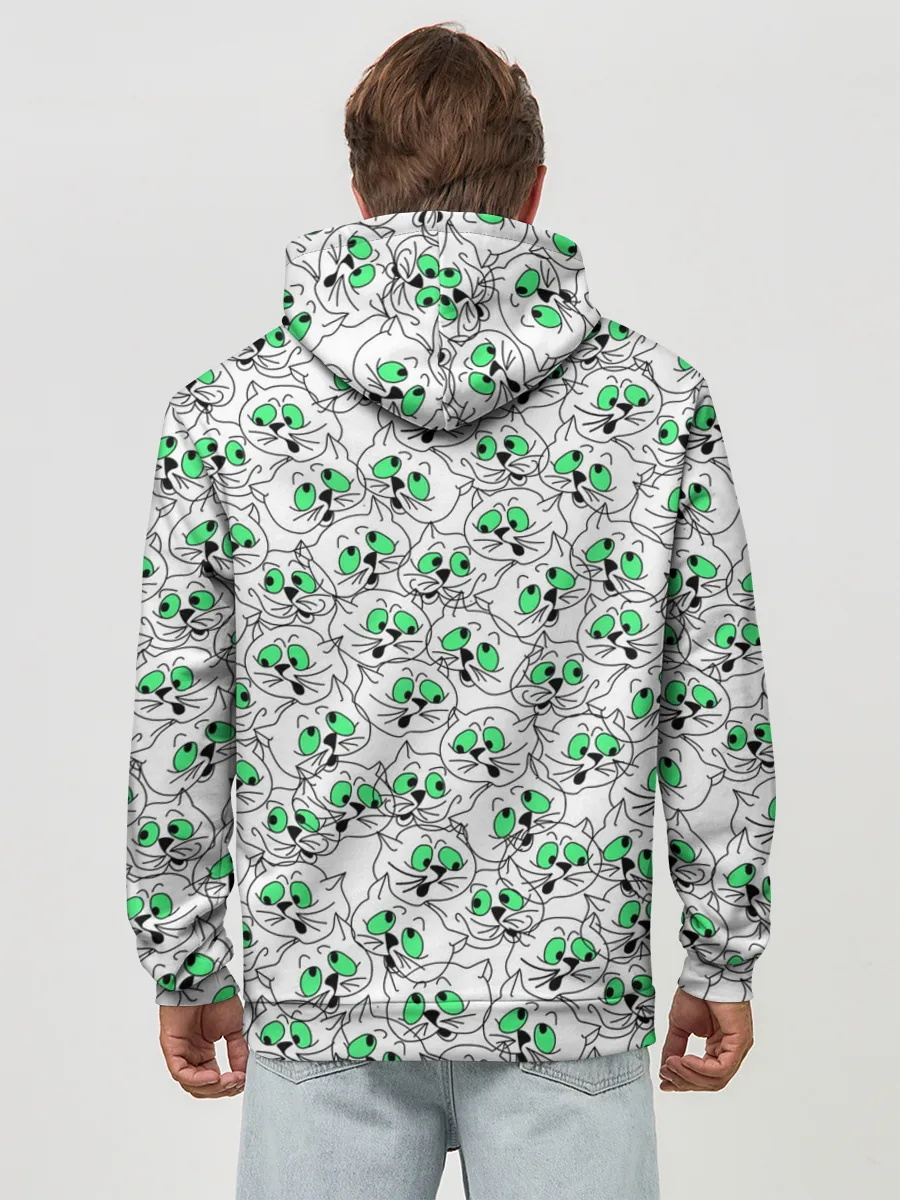 Худи мужской база хлопок / Веселые кошачьи глазки