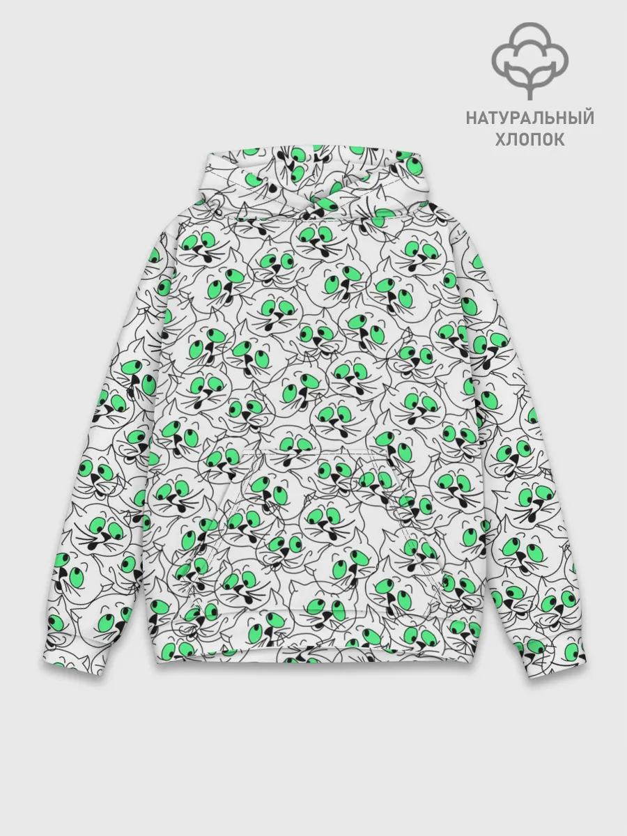 Худи мужской база хлопок / Веселые кошачьи глазки