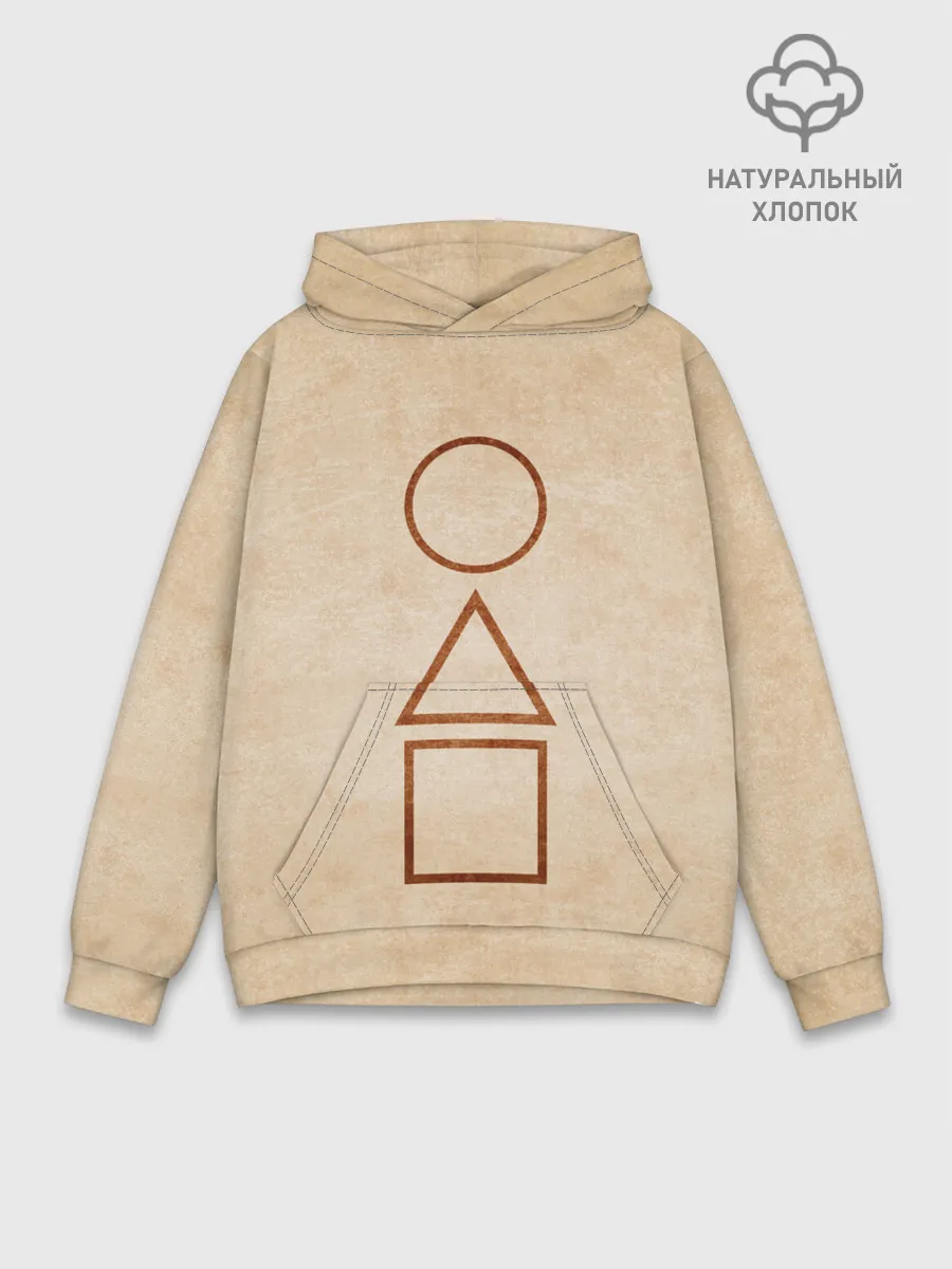 Худи мужской база хлопок / ИГРА В КАЛЬМАРА, ФИГУРЫ ИГРЫ