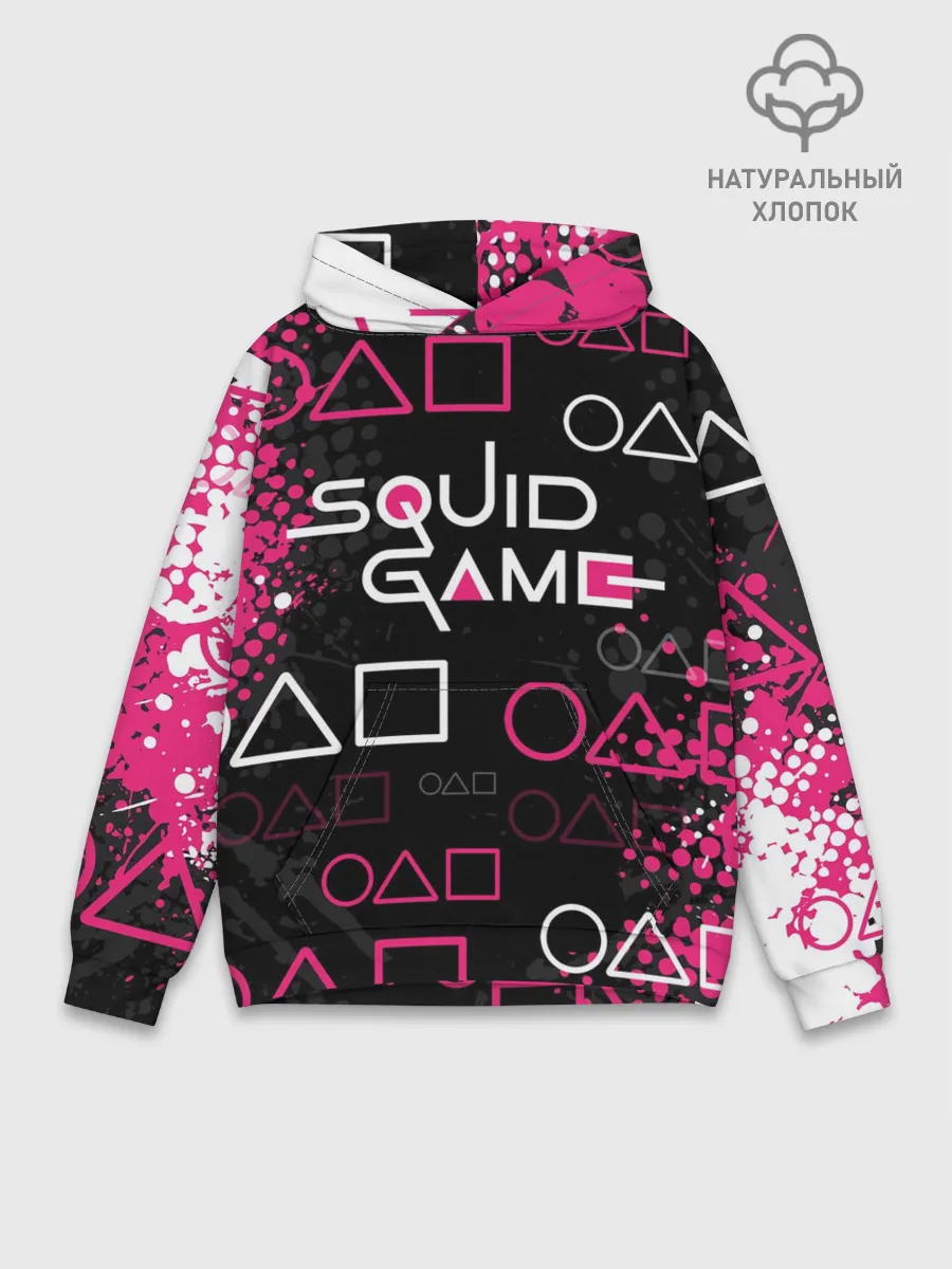 Худи мужской база хлопок / ИГРА В КАЛЬМАРА / ГРАНЖ ЛОГО