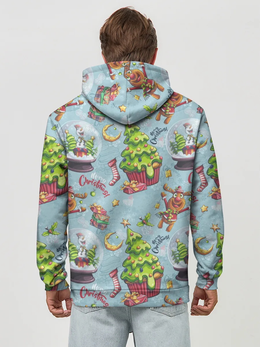 Худи мужской база хлопок / Merry Christmas Pattern