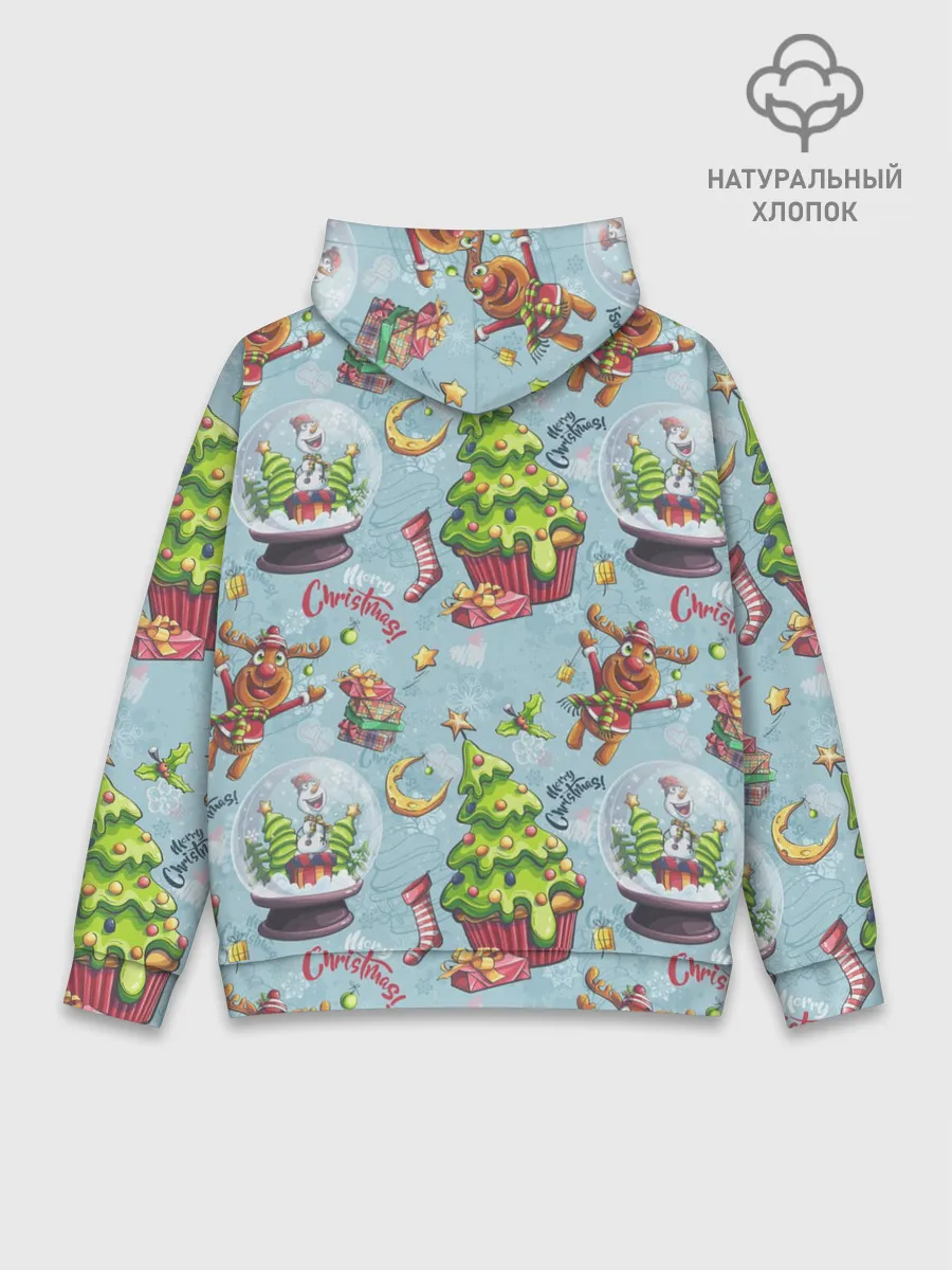 Худи мужской база хлопок / Merry Christmas Pattern