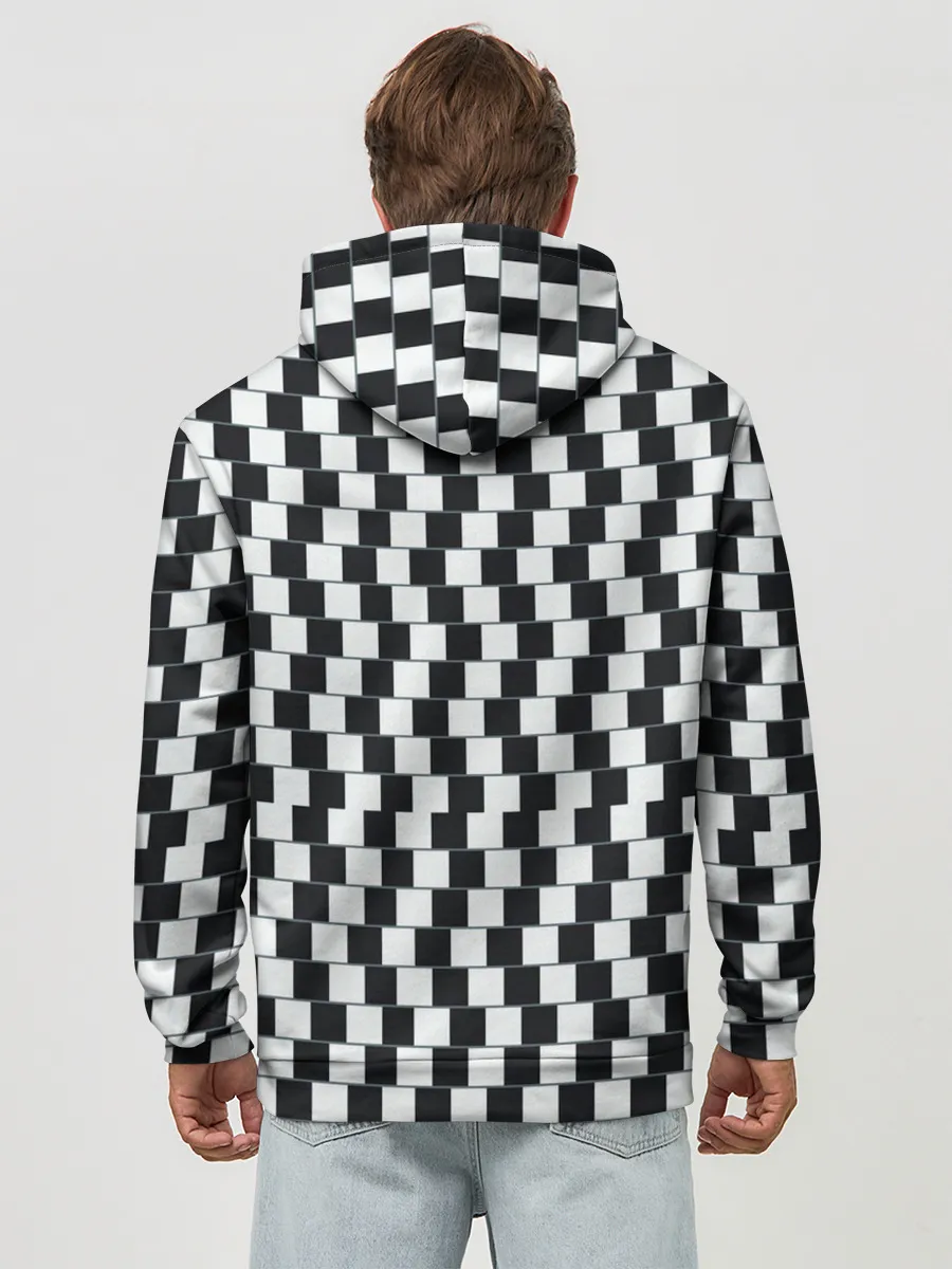 Худи мужской база хлопок / Шахматная Иллюзия Искажения