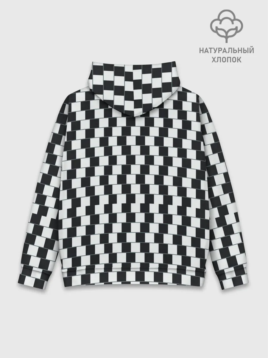 Худи мужской база хлопок / Шахматная Иллюзия Искажения