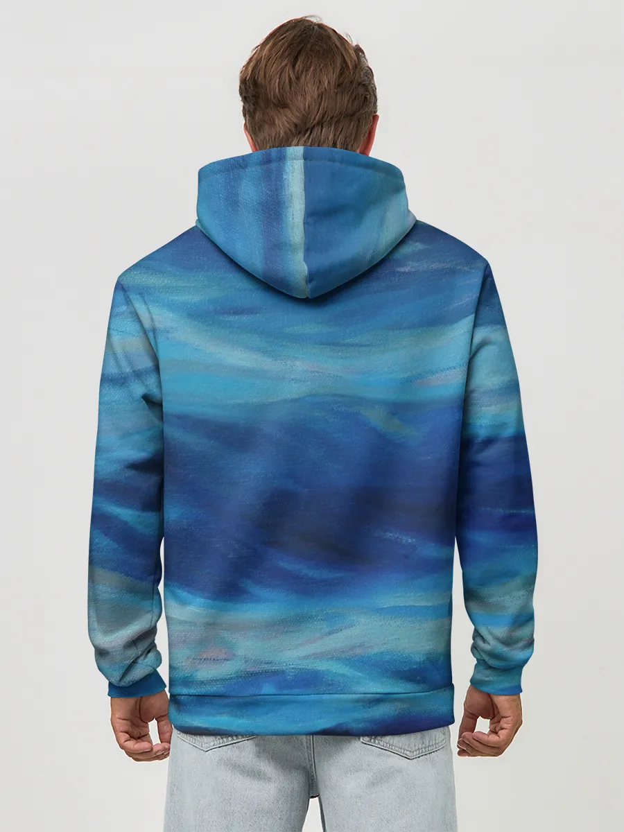 Худи мужской база хлопок / Акварельное море