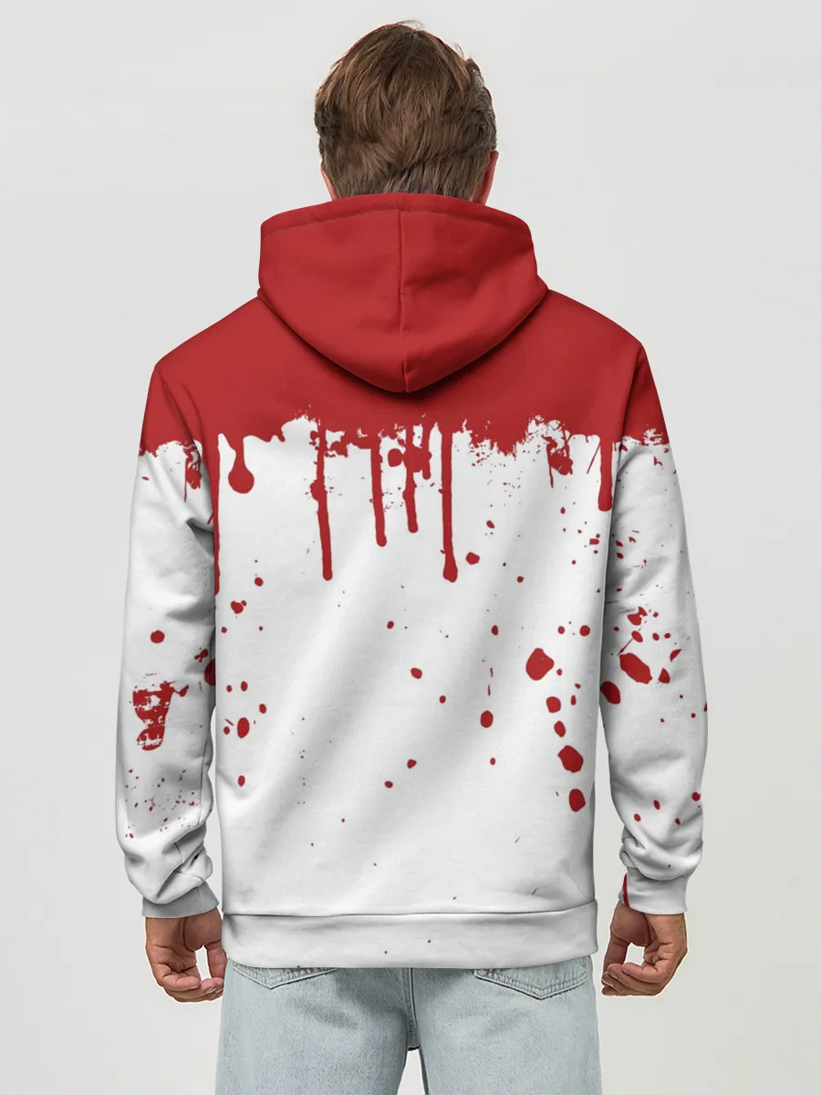 Худи мужской база хлопок / ИГРА В КАЛЬМАРА ПЕРСОНАЖ 457 КРОВЬ