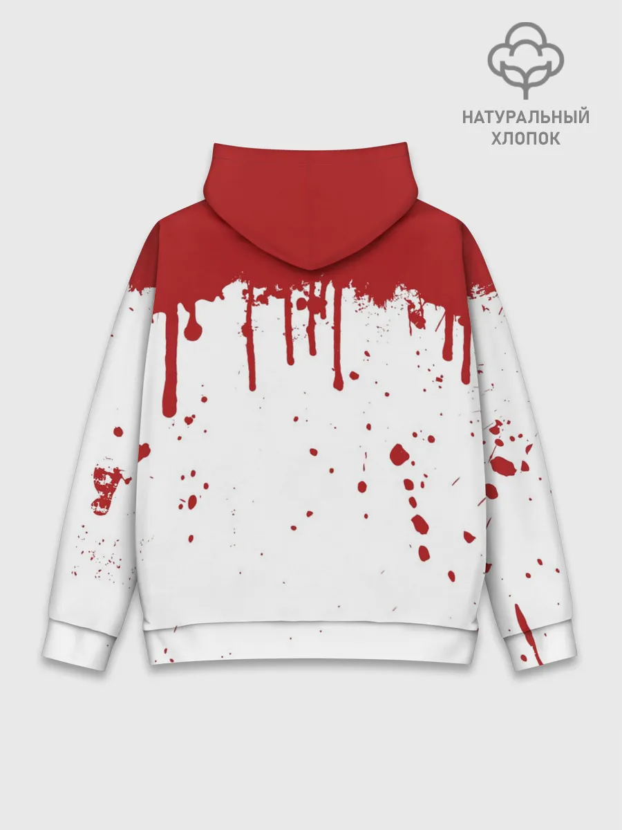 Худи мужской база хлопок / ИГРА В КАЛЬМАРА ПЕРСОНАЖ 457 КРОВЬ