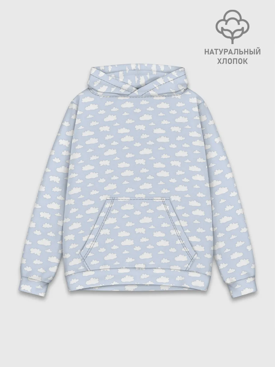 Худи мужской база хлопок / Принт с облаками