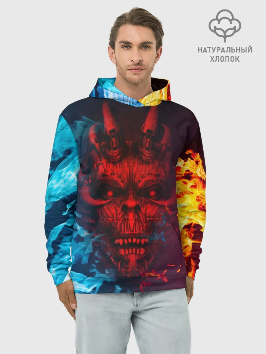 Худи мужской база хлопок / Diablo Fire Ice