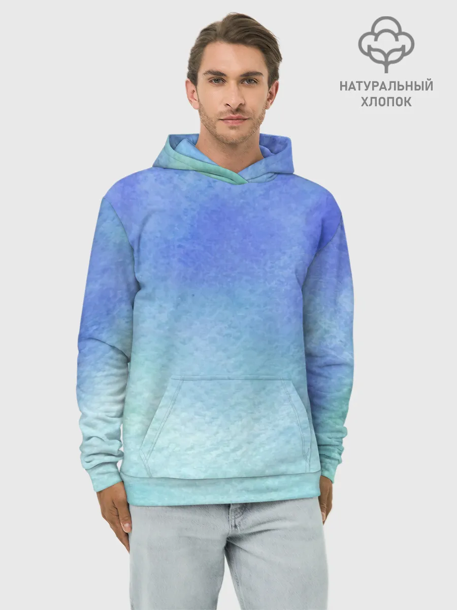 Худи мужской база хлопок / Небесная синева
