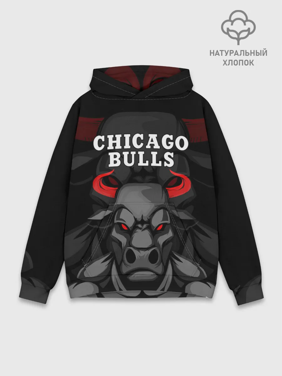 Худи мужской база хлопок / CHICAGO BULLS ЯРОСТНЫЙ БЫК