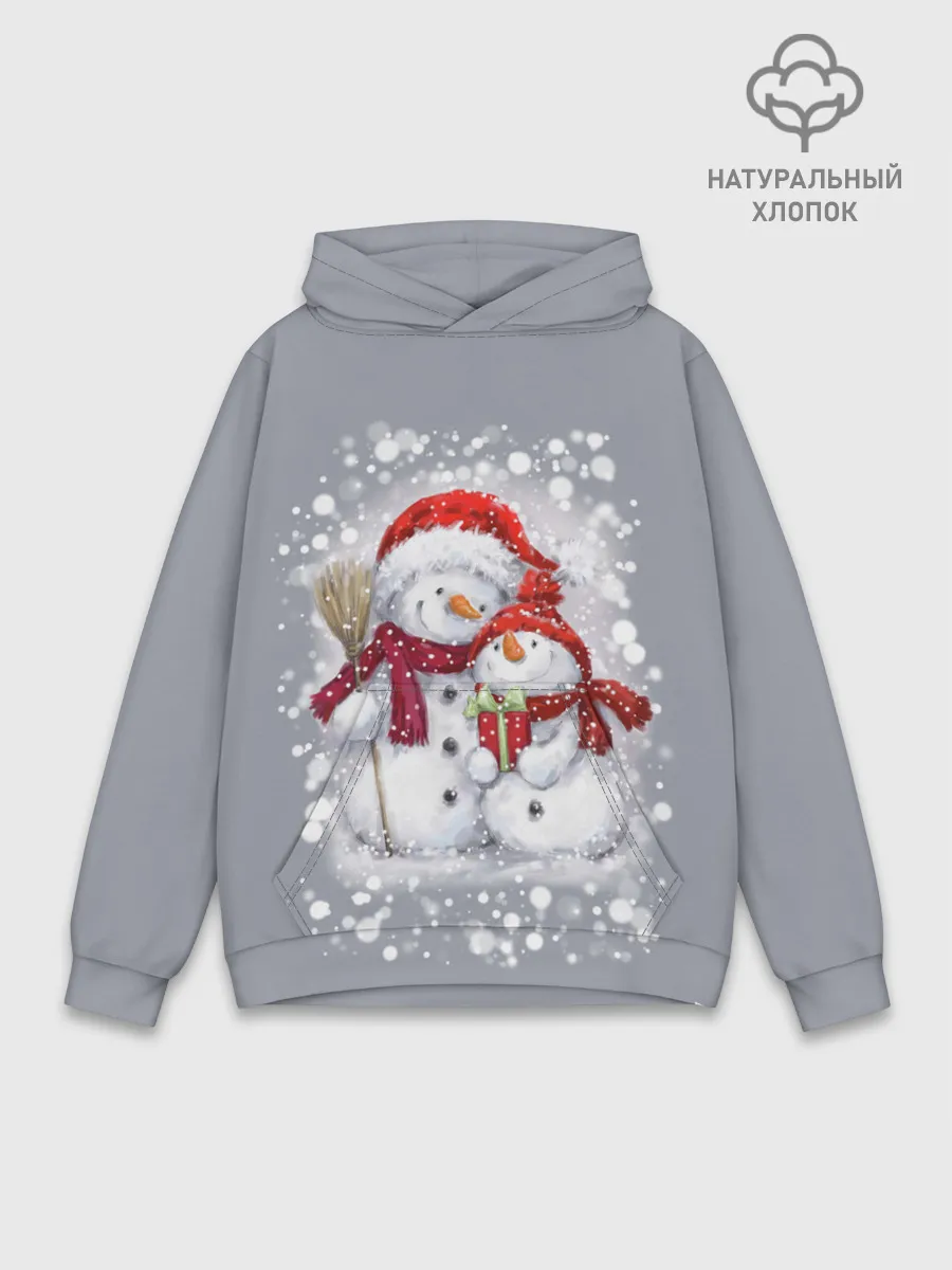 Худи мужской база хлопок / Два снеговика