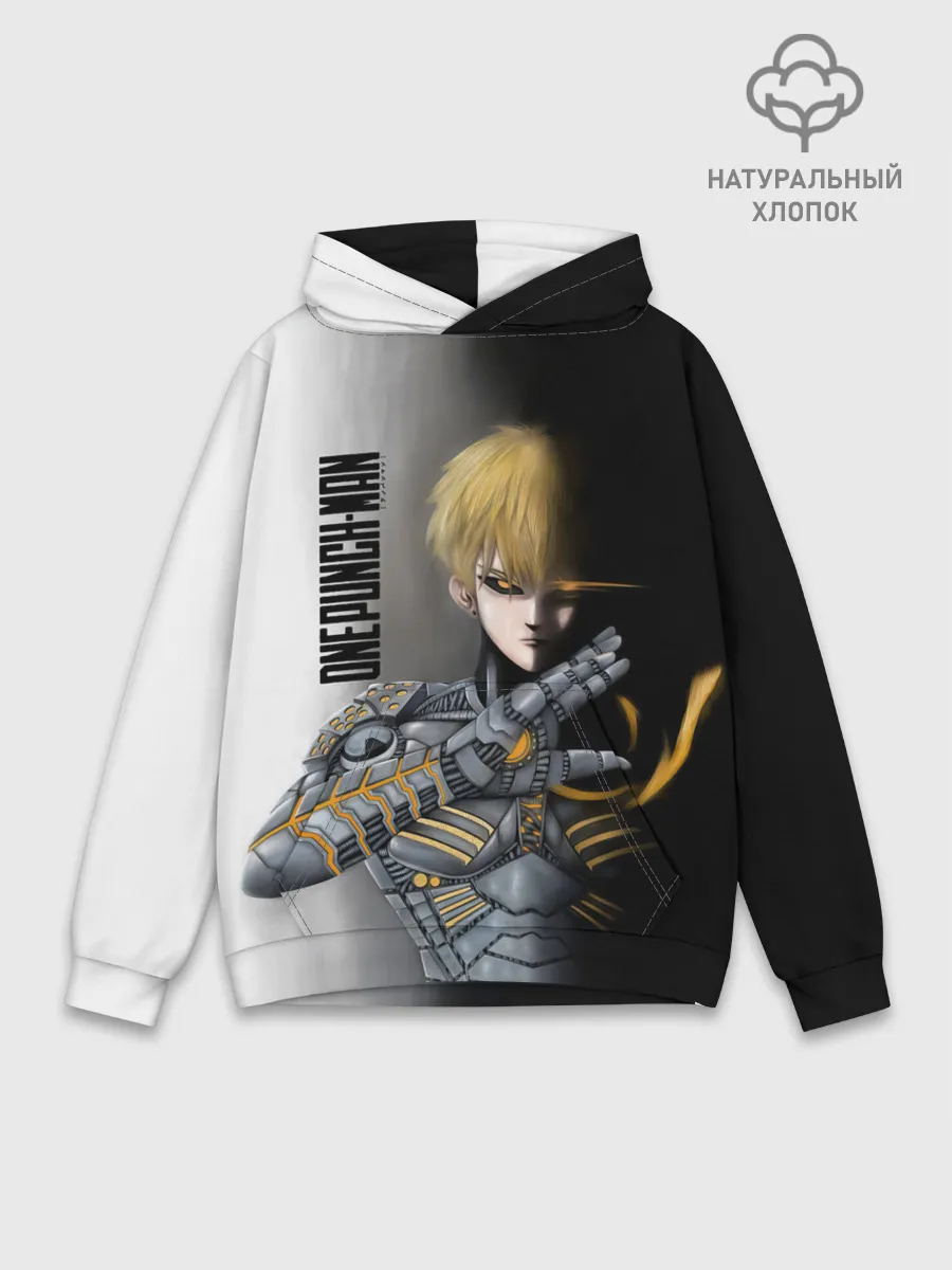 Худи мужской база хлопок / Металлическое тело Геноса One Punch-Man