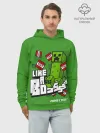 Худи мужской база хлопок / LIKE A BOSS Minecraft Creepe